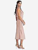 Side View Thumbnail - Toasted Sugar Draped Twist Halter Tie-Back Midi Dress - Paloma