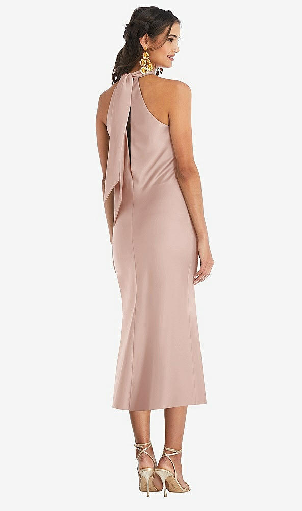 Back View - Toasted Sugar Draped Twist Halter Tie-Back Midi Dress - Paloma