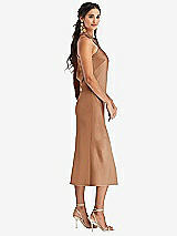 Side View Thumbnail - Toffee Draped Twist Halter Tie-Back Midi Dress - Paloma