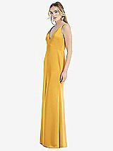 Side View Thumbnail - NYC Yellow Twist Strap Maxi Slip Dress with Front Slit - Neve