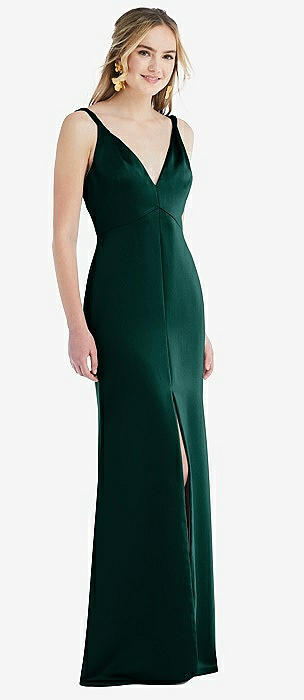 NWT Dessy Lovely Neve Twist Strap Satin Charmeuse popular Bridesmaid Gown evergreen 4