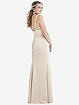 Rear View Thumbnail - Oat Twist Strap Maxi Slip Dress with Front Slit - Neve