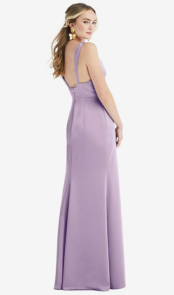 Back View - Pale Purple Twist Strap Maxi Slip Dress with Front Slit - Neve