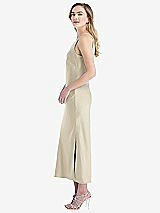 Side View Thumbnail - Champagne One-Shoulder Asymmetrical Midi Slip Dress