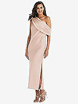 Front View Thumbnail - Cameo Draped One-Shoulder Convertible Midi Slip Dress