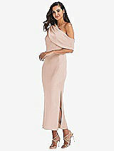 Side View Thumbnail - Cameo Draped One-Shoulder Convertible Midi Slip Dress