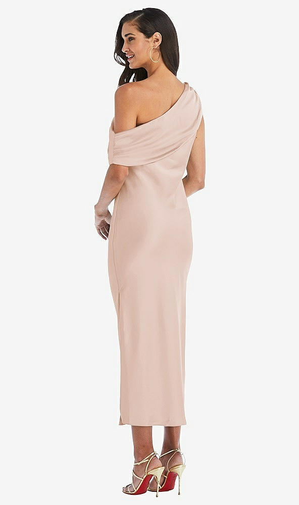 Back View - Cameo Draped One-Shoulder Convertible Midi Slip Dress