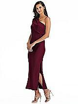 Alt View 2 Thumbnail - Cabernet Draped One-Shoulder Convertible Midi Slip Dress