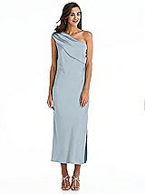 Alt View 1 Thumbnail - Mist Draped One-Shoulder Convertible Midi Slip Dress