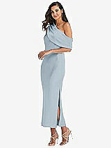 Side View Thumbnail - Mist Draped One-Shoulder Convertible Midi Slip Dress