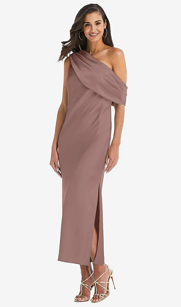 Front View - Sienna Draped One-Shoulder Convertible Midi Slip Dress