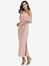 Side View Thumbnail - Toasted Sugar Draped One-Shoulder Convertible Midi Slip Dress