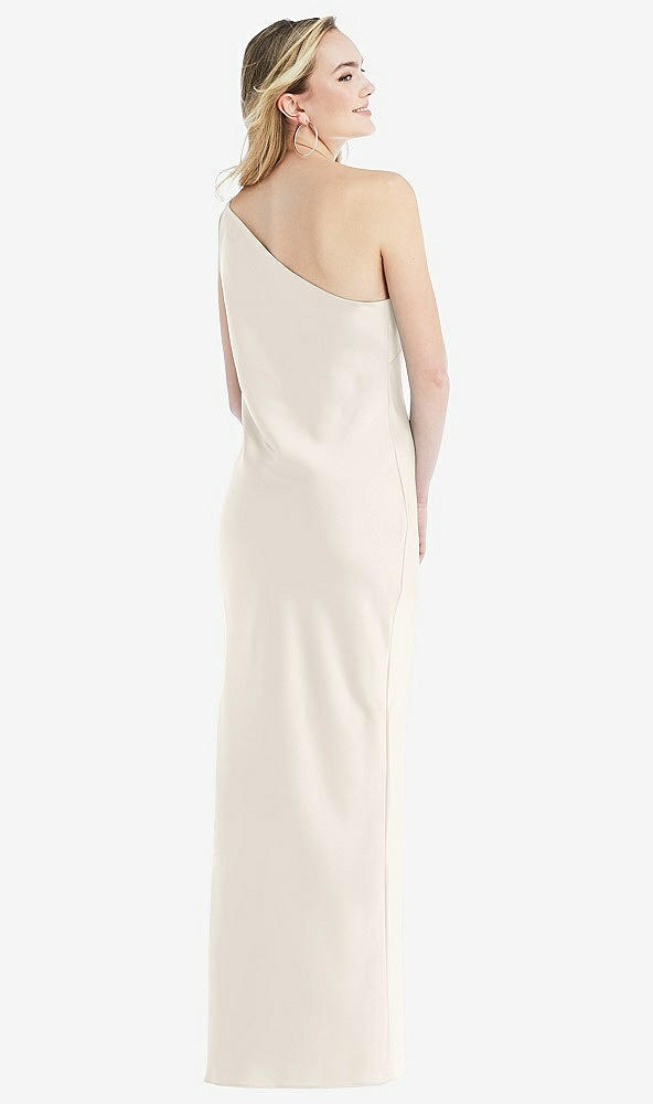 Back View - Ivory One-Shoulder Asymmetrical Maxi Slip Dress