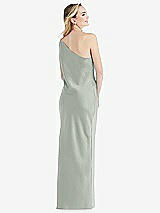 Rear View Thumbnail - Willow Green One-Shoulder Asymmetrical Maxi Slip Dress