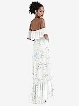 Rear View Thumbnail - Bleu Garden Off-the-Shoulder Ruffled High Low Maxi Dress