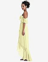 Side View Thumbnail - Butter Yellow Off-the-Shoulder Ruffled High Low Maxi Dress