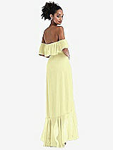 Rear View Thumbnail - Butter Yellow Off-the-Shoulder Ruffled High Low Maxi Dress