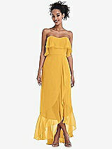 Alt View 1 Thumbnail - NYC Yellow Off-the-Shoulder Ruffled High Low Maxi Dress