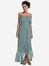 Alt View 1 Thumbnail - Icelandic Off-the-Shoulder Ruffled High Low Maxi Dress