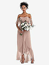 Alt View 2 Thumbnail - Neu Nude Off-the-Shoulder Ruffled High Low Maxi Dress