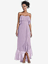 Alt View 1 Thumbnail - Pale Purple Off-the-Shoulder Ruffled High Low Maxi Dress