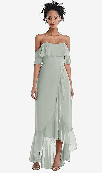 New. Unworn. fashion Ruffled Cold Shoulder Chiffon Maxi Dress