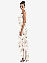 Side View Thumbnail - Blush Garden Ruffle-Trimmed V-Neck High Low Wrap Dress