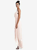 Side View Thumbnail - Blush Ruffle-Trimmed V-Neck High Low Wrap Dress