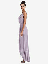 Side View Thumbnail - Lilac Haze Ruffle-Trimmed V-Neck High Low Wrap Dress