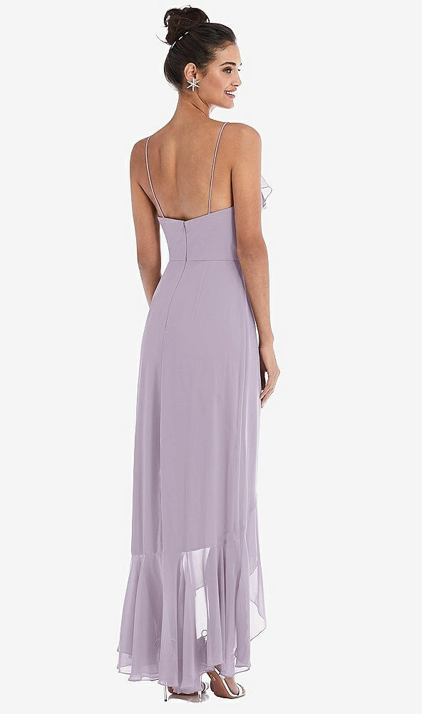 Back View - Lilac Haze Ruffle-Trimmed V-Neck High Low Wrap Dress