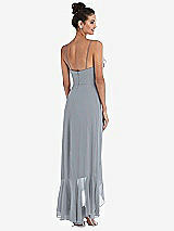 Rear View Thumbnail - Platinum Ruffle-Trimmed V-Neck High Low Wrap Dress