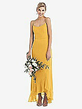 Alt View 1 Thumbnail - NYC Yellow Scoop Neck Ruffle-Trimmed High Low Maxi Dress