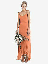 Alt View 1 Thumbnail - Sweet Melon Scoop Neck Ruffle-Trimmed High Low Maxi Dress