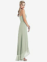 Side View Thumbnail - Celadon Scoop Neck Ruffle-Trimmed High Low Maxi Dress