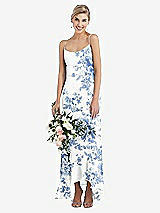 Alt View 1 Thumbnail - Cottage Rose Dusk Blue Scoop Neck Ruffle-Trimmed High Low Maxi Dress