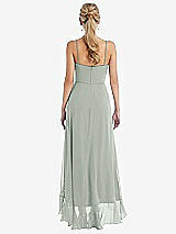 Rear View Thumbnail - Willow Green Scoop Neck Ruffle-Trimmed High Low Maxi Dress