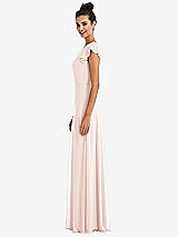 Side View Thumbnail - Blush Flutter Sleeve V-Keyhole Chiffon Maxi Dress