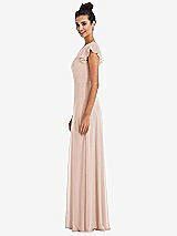 Side View Thumbnail - Cameo Flutter Sleeve V-Keyhole Chiffon Maxi Dress