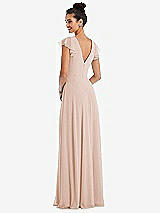 Rear View Thumbnail - Cameo Flutter Sleeve V-Keyhole Chiffon Maxi Dress