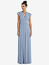 Front View Thumbnail - Cloudy Flutter Sleeve V-Keyhole Chiffon Maxi Dress