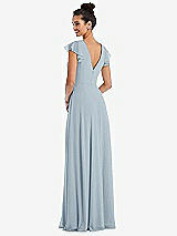 Rear View Thumbnail - Mist Flutter Sleeve V-Keyhole Chiffon Maxi Dress