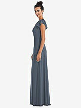 Side View Thumbnail - Silverstone Flutter Sleeve V-Keyhole Chiffon Maxi Dress