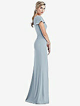 Side View Thumbnail - Mist One-Shoulder Cap Sleeve Trumpet Gown with Front Slit