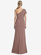 Rear View Thumbnail - Sienna One-Shoulder Cap Sleeve Trumpet Gown with Front Slit