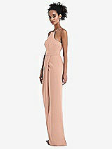 Side View Thumbnail - Pale Peach Halter Draped Tulip Skirt Maxi Dress