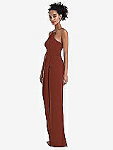 Side View Thumbnail - Auburn Moon Halter Draped Tulip Skirt Maxi Dress