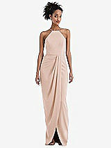 Front View Thumbnail - Cameo Halter Draped Tulip Skirt Maxi Dress