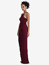 Side View Thumbnail - Cabernet Halter Draped Tulip Skirt Maxi Dress