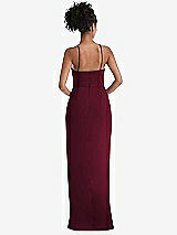 Rear View Thumbnail - Cabernet Halter Draped Tulip Skirt Maxi Dress