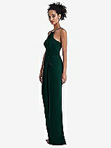 Side View Thumbnail - Evergreen Halter Draped Tulip Skirt Maxi Dress